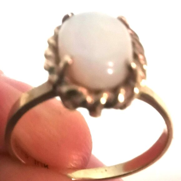 Fire Opal 10k Gold Women's Small Size 3 Ring Vintage 1980s - Picture 3 of 10